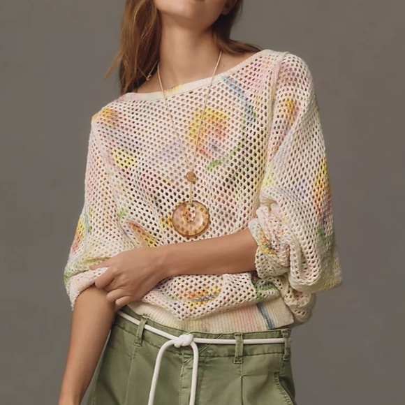 NWT Anthropologie Klaas Jonkman Mesh-Stitch Crew-Neck Sweater - Picture 1 of 5